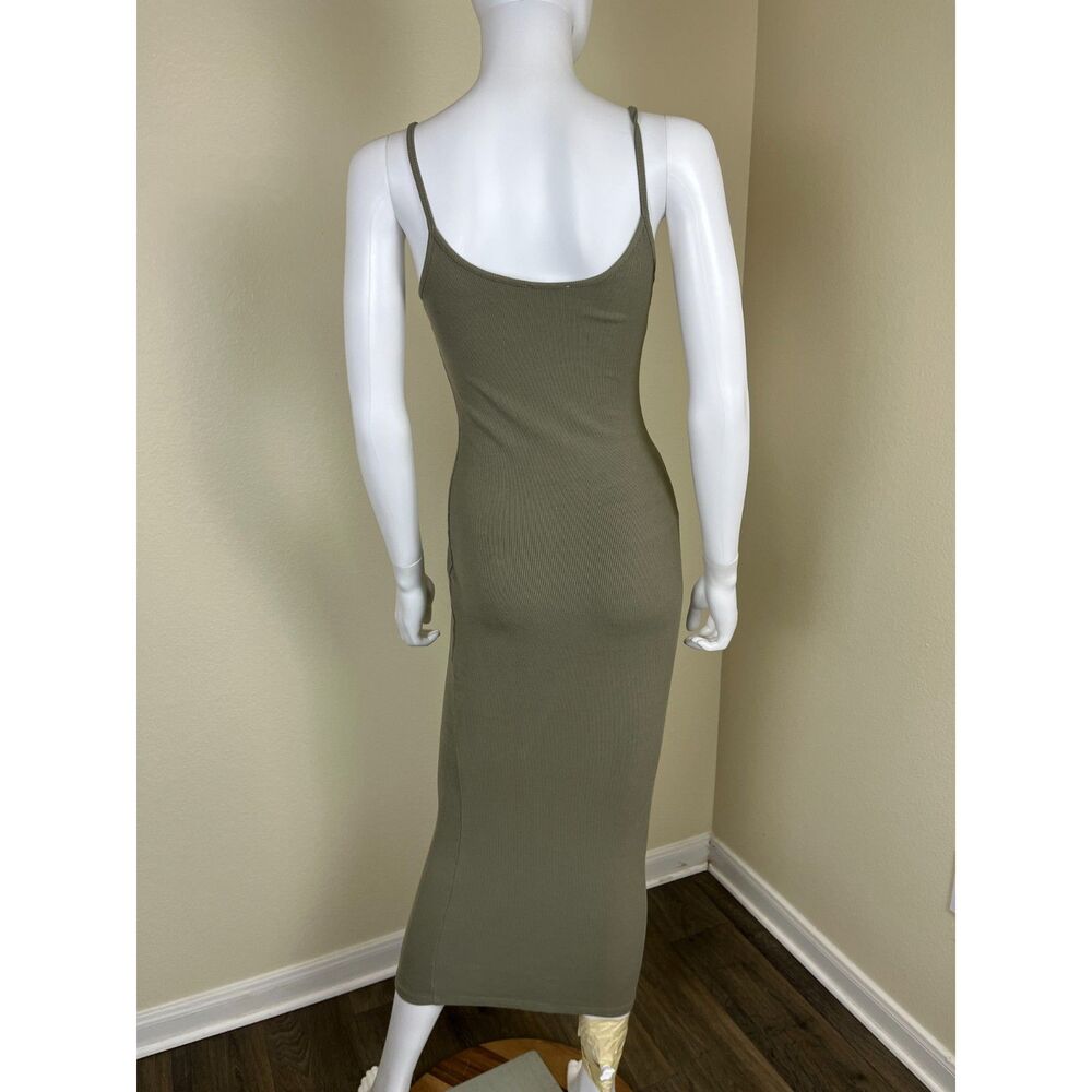 MESHKI Women Size XS Green Ribbed Cami Maxi Bodycon Dress Casual Minimal Travel - Picture 10 of 15